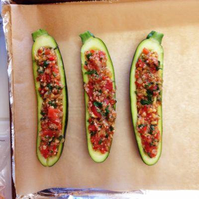 Quinoa & Veggie Stuffed Zucchini