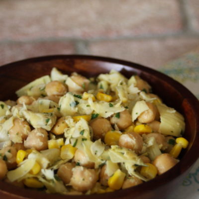 Chickpea, Corn, & Artichoke Salad