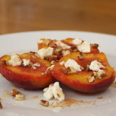 Honey Roasted Peaches with Goat Cheese & Pecans