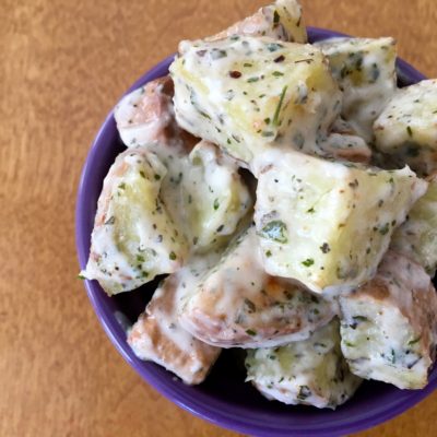 Roasted Sweet Potato Bites with Savory Yogurt Sauce (Vegan & Gluten-Free)