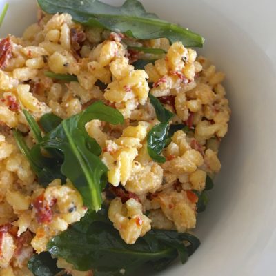 Creamy Orzo with Sun-Dried Tomatoes & Arugula (Gluten-free)